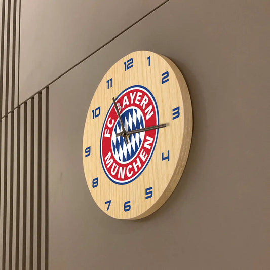 FC Bayern Munich logo Wooden Clock