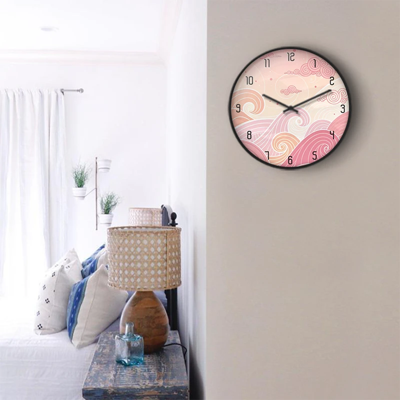Blue Groovy Waves Wall Clock