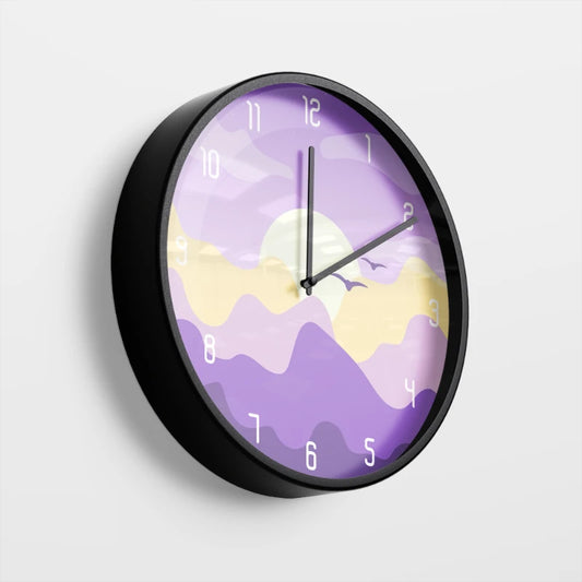 Purple Mountain Sunset Wall Clock