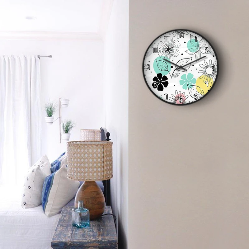 Minimalist Botanical Floral Wall Clock