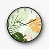 Green and Yellow Monstera Wall Clock