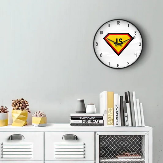 JS Javascript Superman Logo Wall Clock