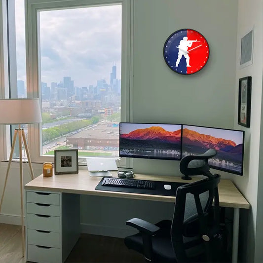 Call of Duty Blue Red Wall Clock