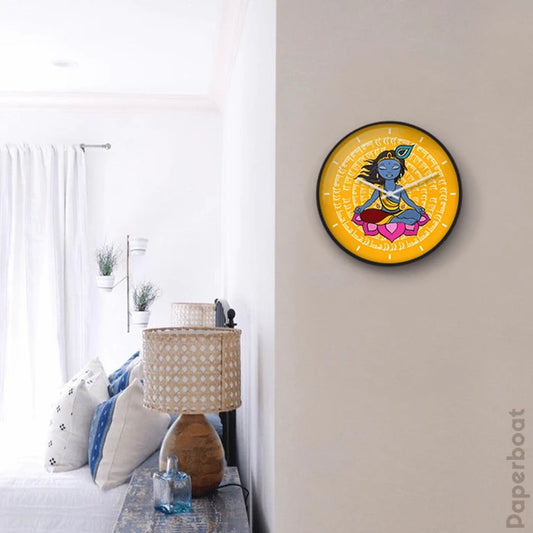 Krishna yellow Wall Clock