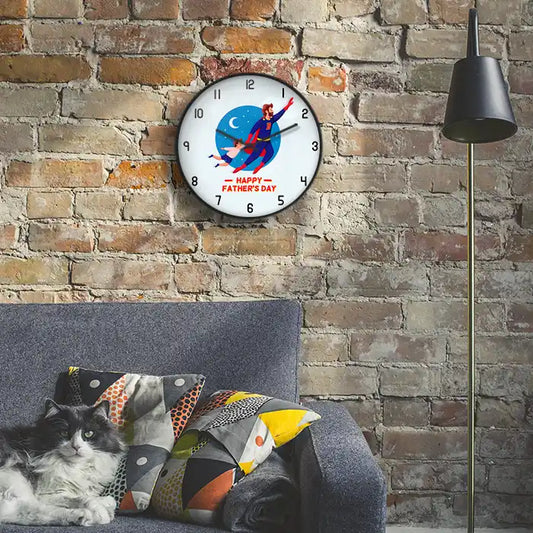 Happy fathers day cartoon Wall Clock