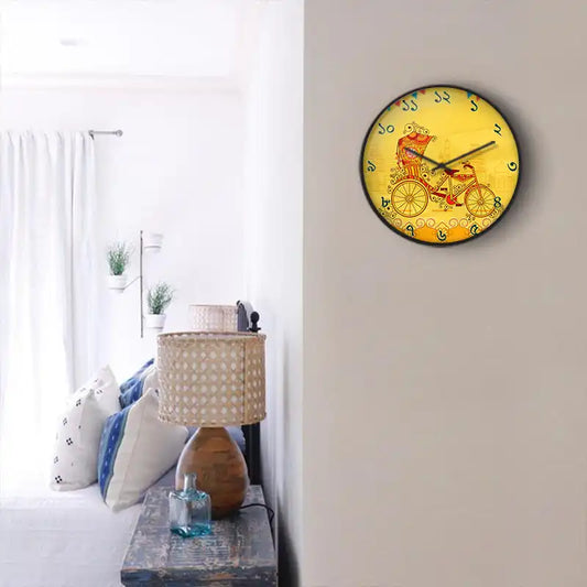 Rickshaw yellow Wall Clock