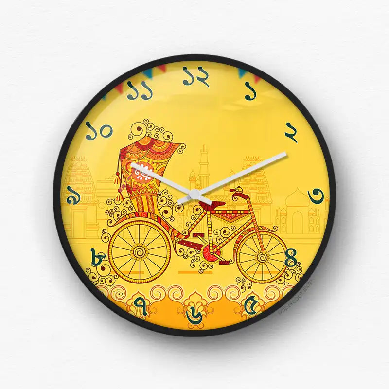 Rickshaw yellow Wall Clock