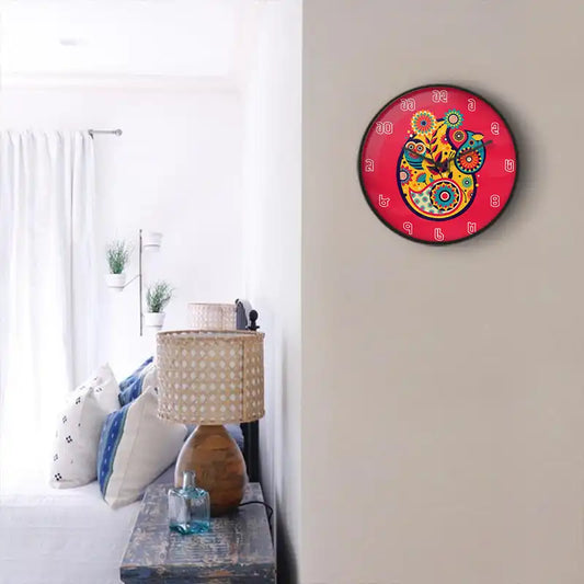 Bengali red mandala Wall Clock