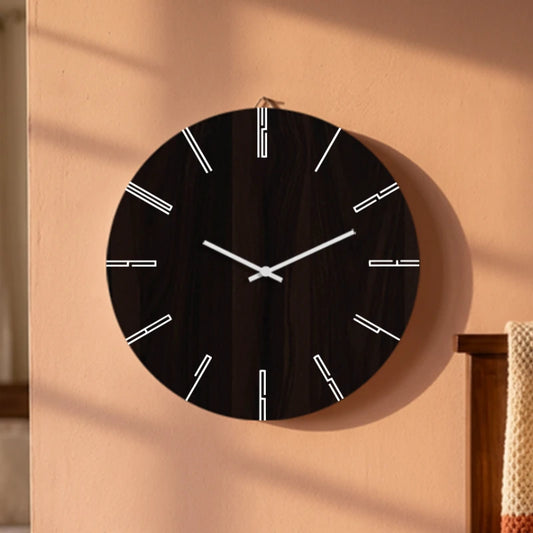 Architectural Linear Numeral Wall Clock - Brown