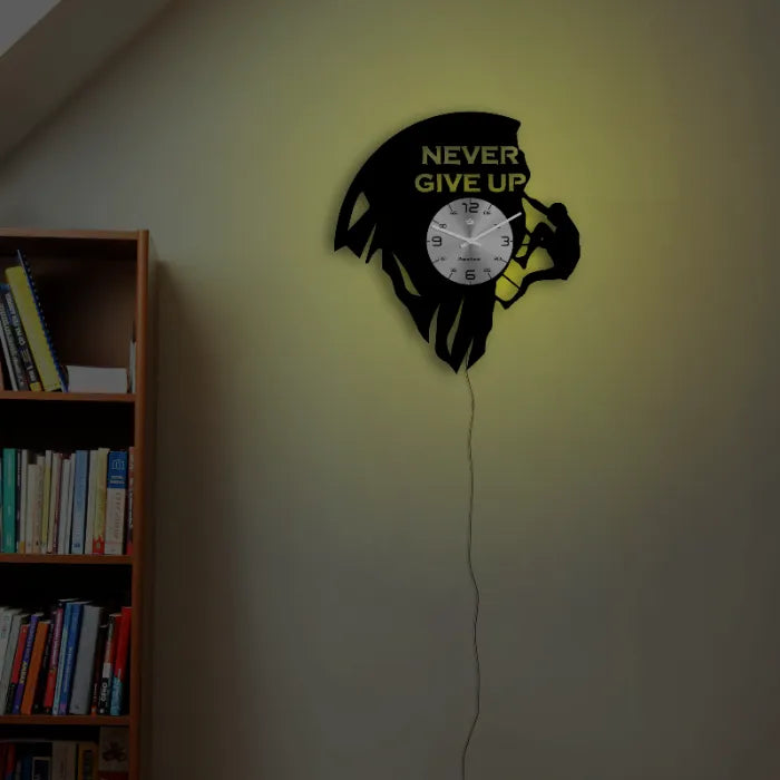 Never Give Up Vinyl Wall Clock