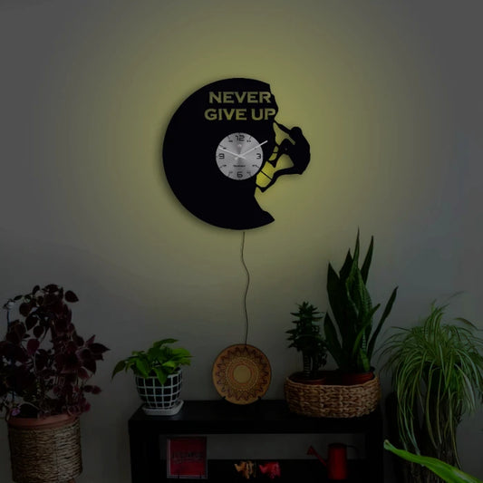 Never Give Up Vinyl Wall Clock