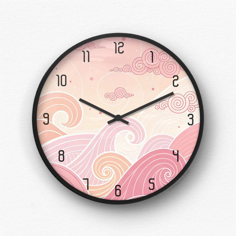 Blue Groovy Waves Wall Clock