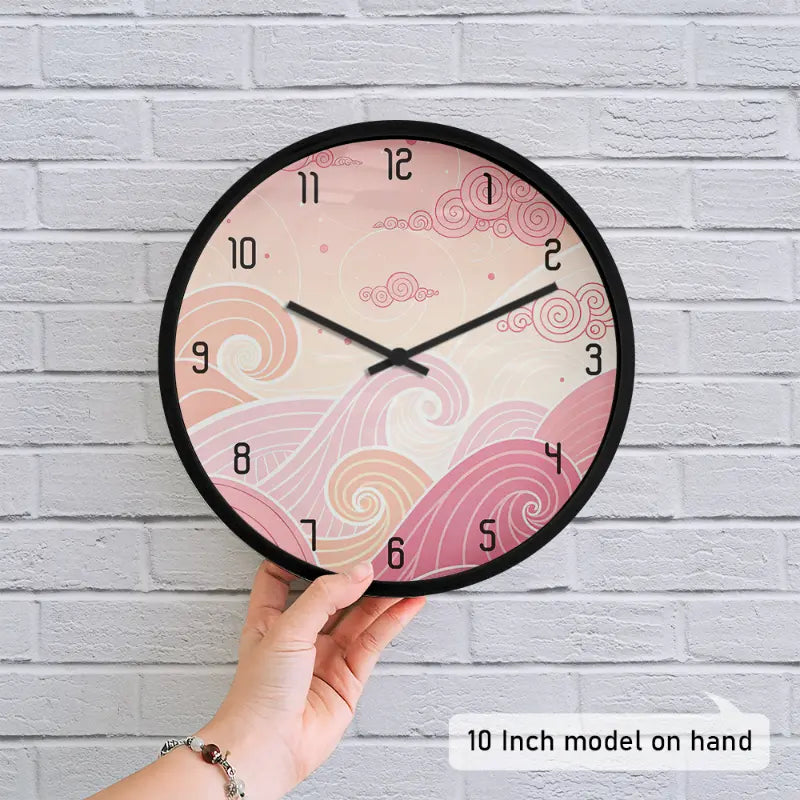 Blue Groovy Waves Wall Clock