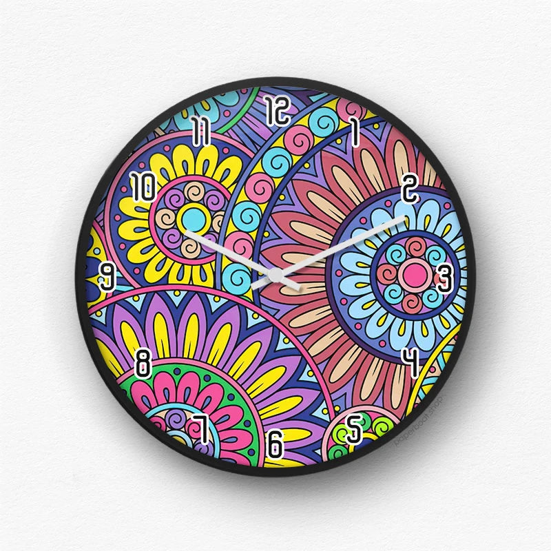 Delicate Floral Line Art Wall Clock