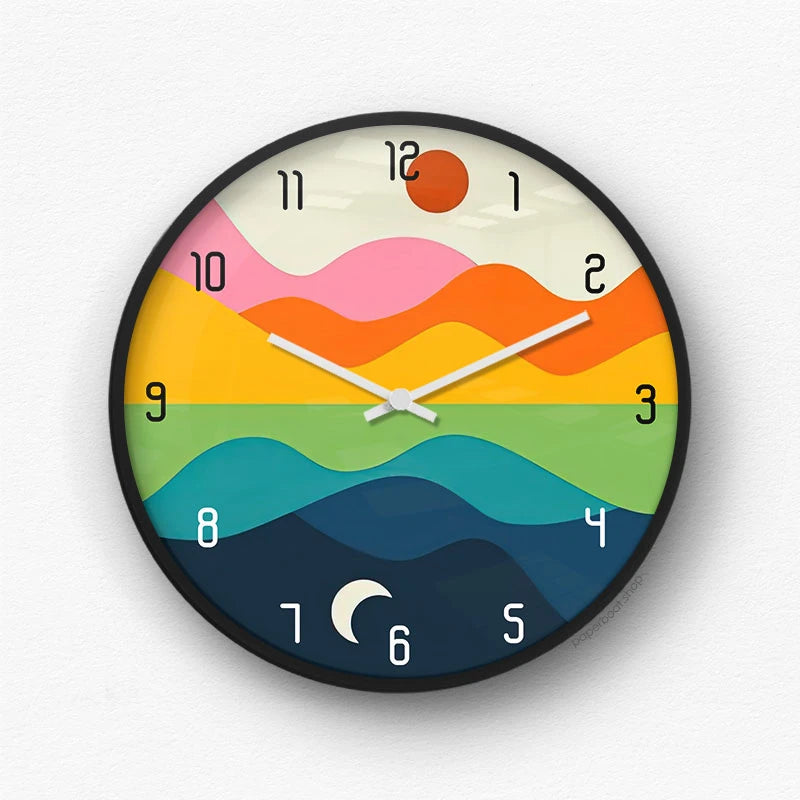 Colorful Wavy Landscape Wall Clock