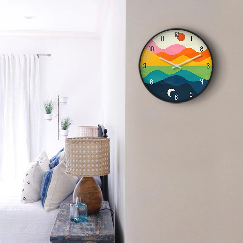 Colorful Wavy Landscape Wall Clock