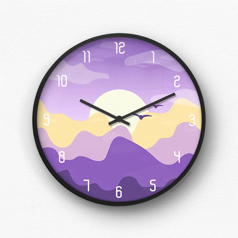 Purple Mountain Sunset Wall Clock
