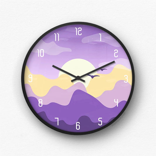 Purple Mountain Sunset Wall Clock