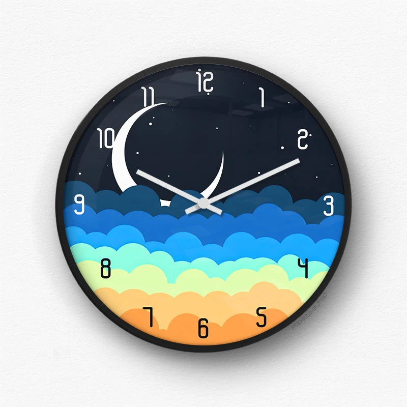 Night Sky Cloud Moon Wall Clock