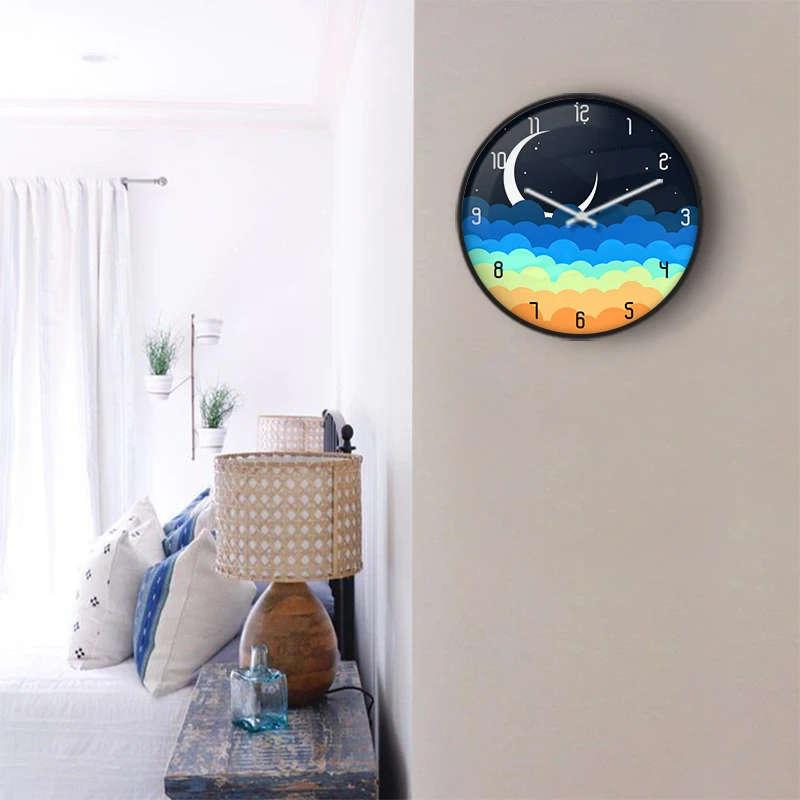 Night Sky Cloud Moon Wall Clock