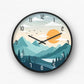 Teal Mountain Lake Sunrise Wall Clock