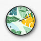 Simple Green Tropical Leaf Wall Clock