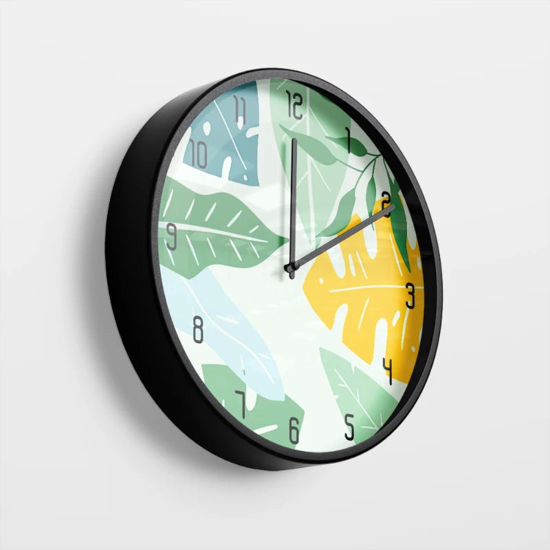 Simple Green Tropical Leaf Wall Clock