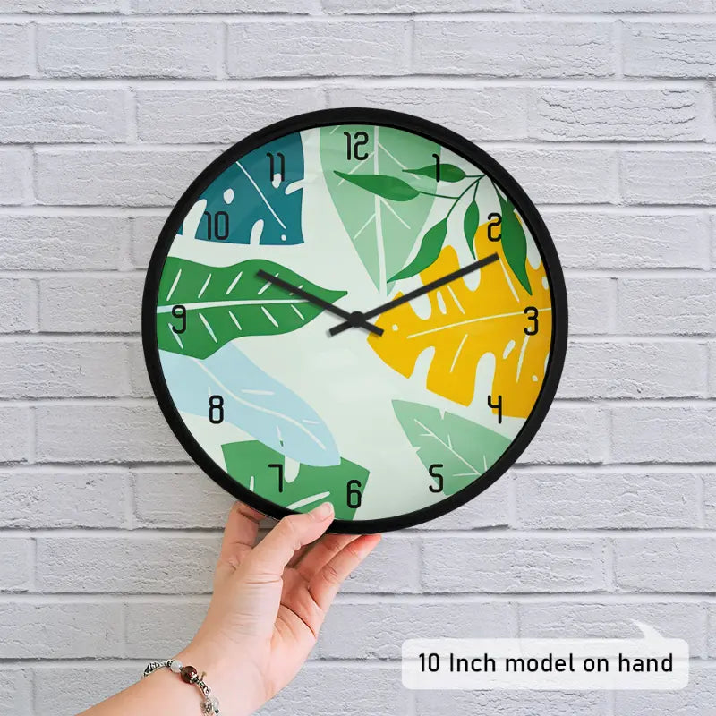 Simple Green Tropical Leaf Wall Clock