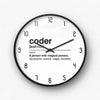 Coder Noun Definition Wall Clock