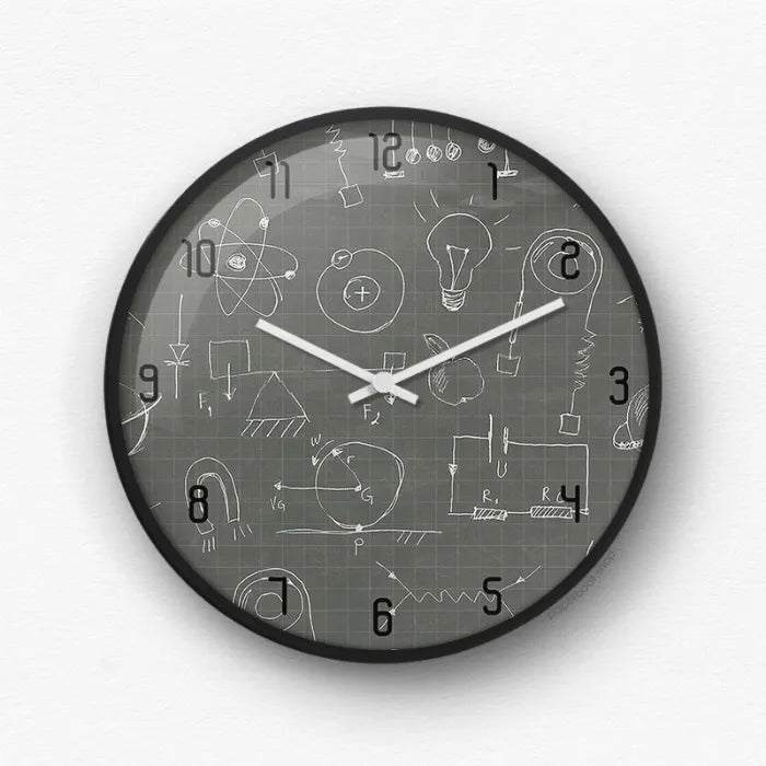 Physics Science Formulas Chalkboard Wall Clock