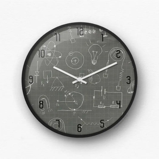 Physics Science Formulas Chalkboard Wall Clock