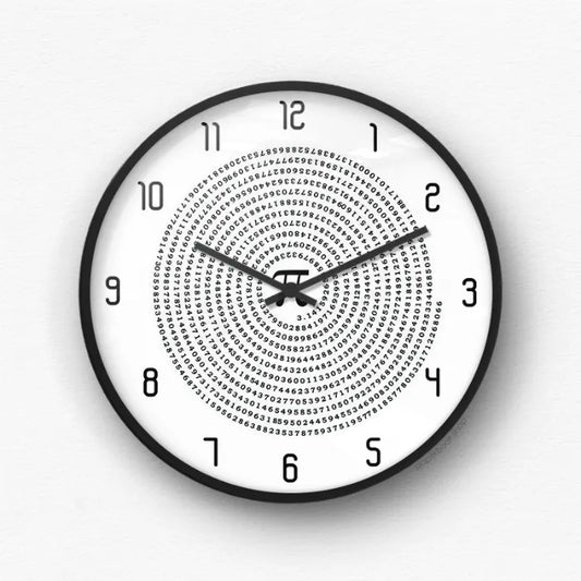 Pi Symbol Mathematical Spiral Wall Clock