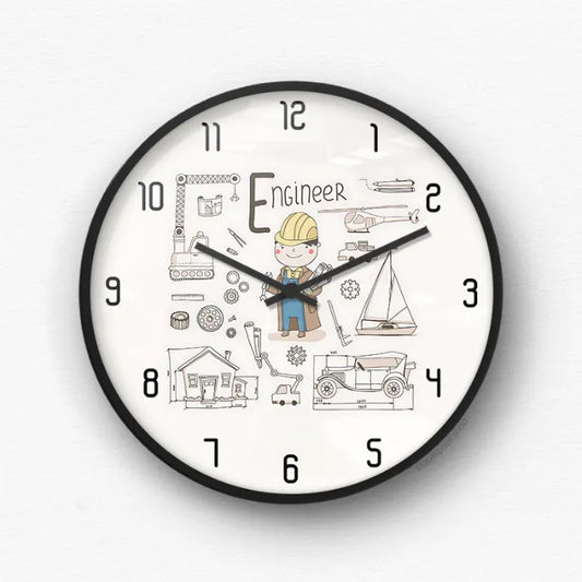 Engineer Cartoon Character Wall Clock