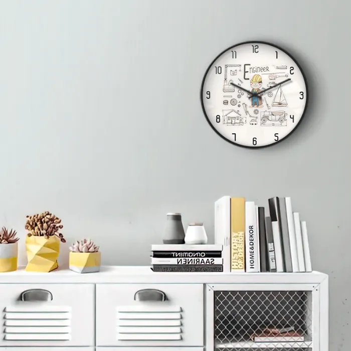 Engineer Cartoon Character Wall Clock