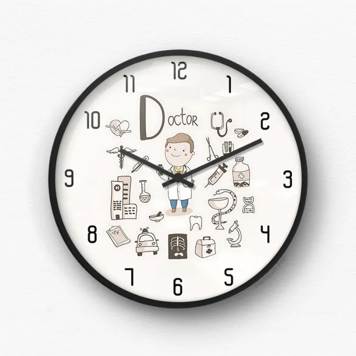 Doctor Cartoon Character Medical Wall Clock