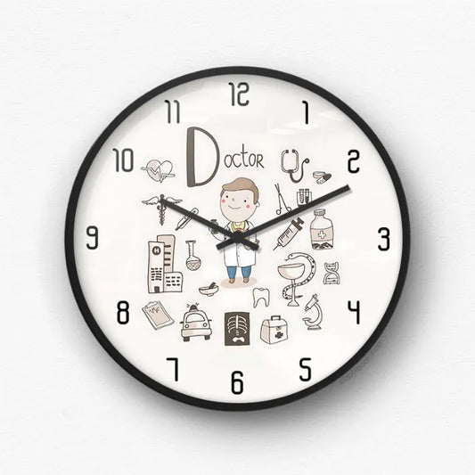 Doctor Cartoon Character Medical Wall Clock