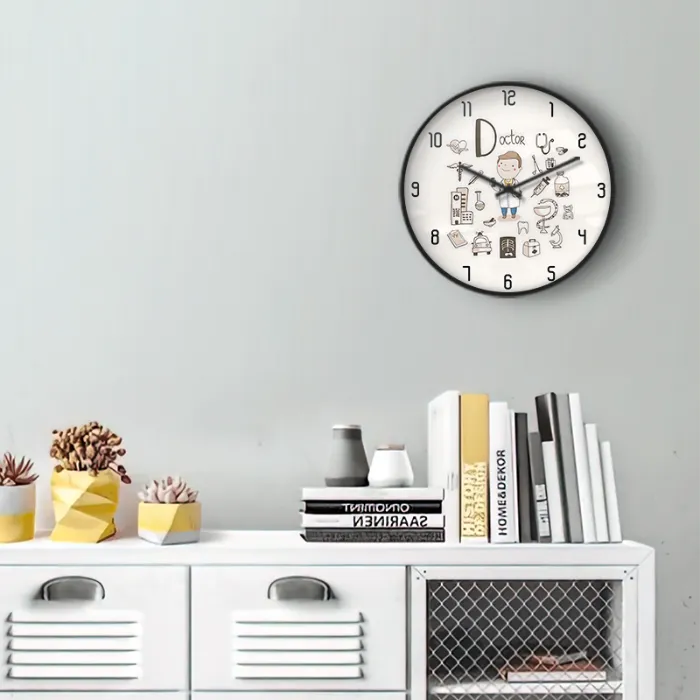 Doctor Cartoon Character Medical Wall Clock