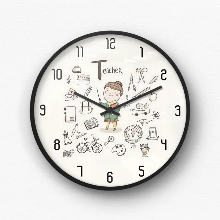 Teacher Cartoon Character Education Wall Clock
