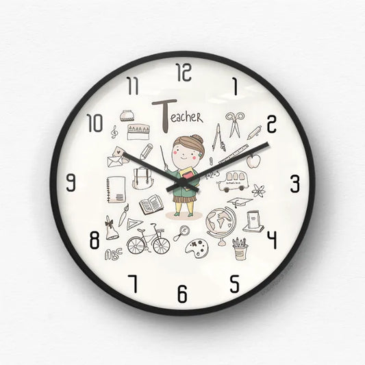 Teacher Cartoon Character Education Wall Clock