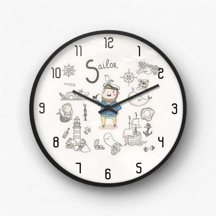 Sailor Cartoon Character Nautical Wall Clock