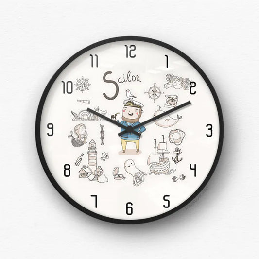Sailor Cartoon Character Nautical Wall Clock