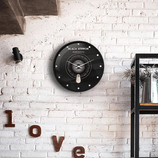 Black Mirror black Wall Clock