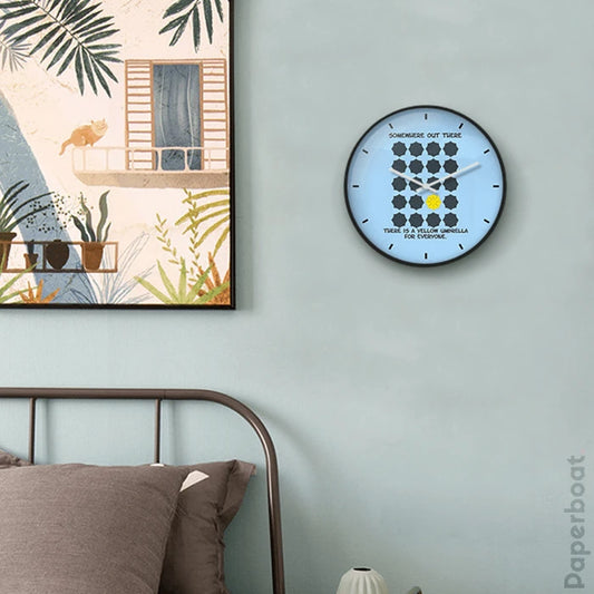 These is a yellow umbrella for everyone Wall Clock