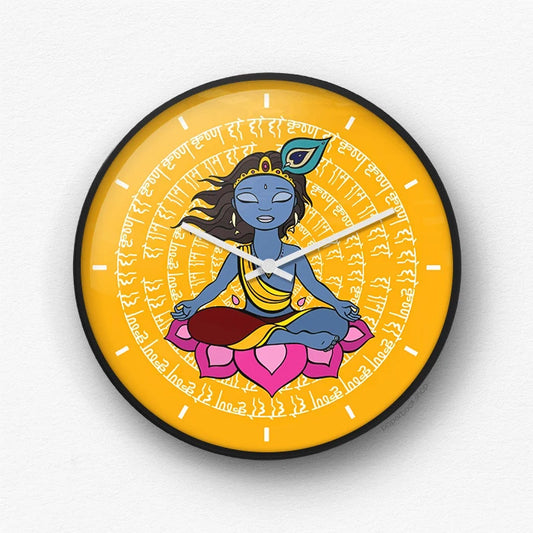 Krishna yellow Wall Clock