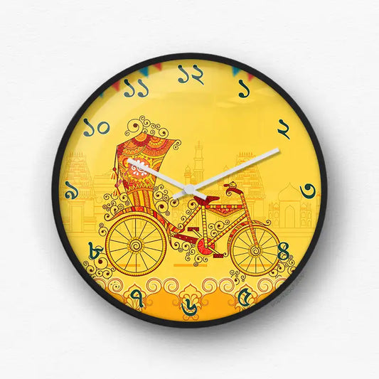 Rickshaw yellow Wall Clock