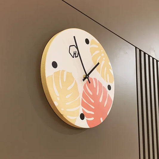 Wooden leaf Wall Clock
