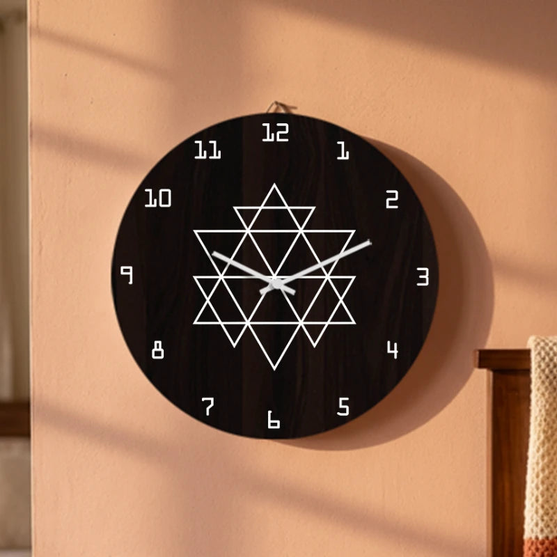Yantra Geometry Wall Clock - Brown