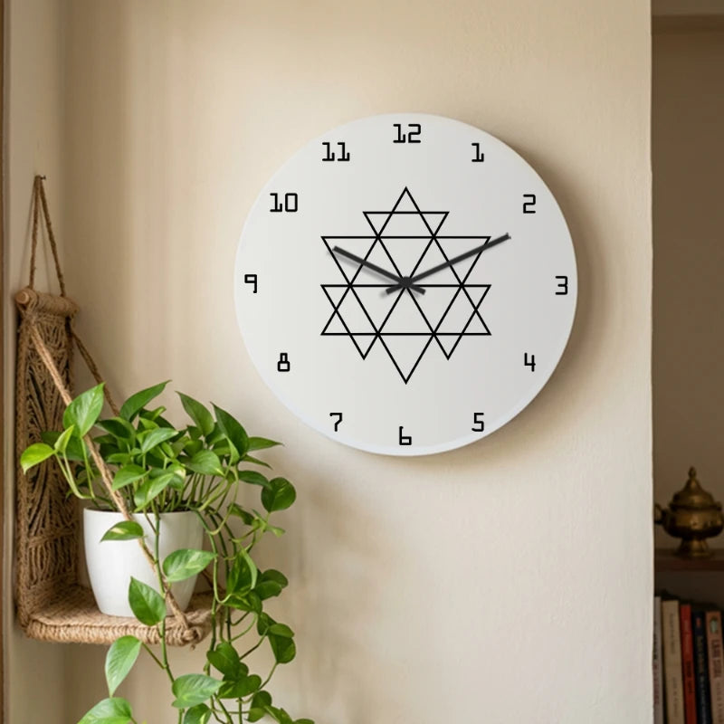 Yantra Geometry Wall Clock - White Front View