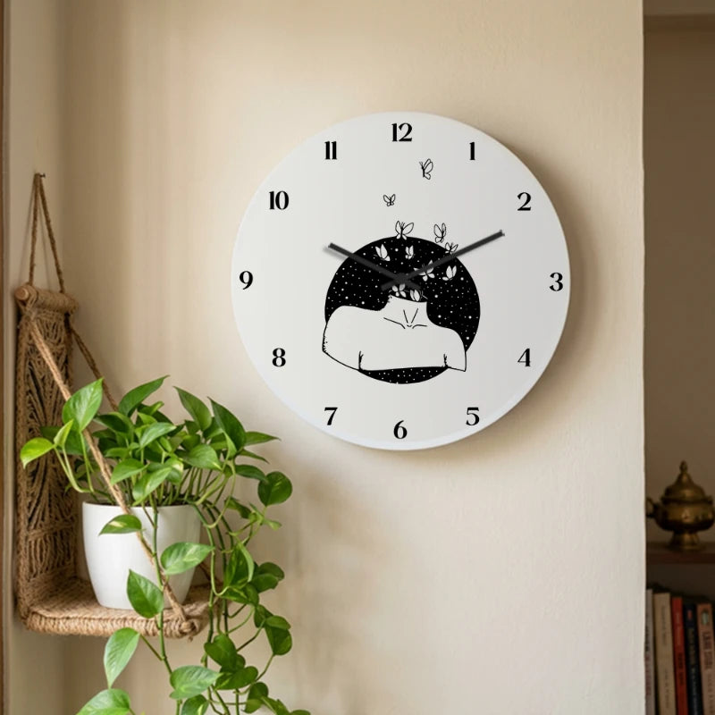 Butterfly Silhouette Wall Clock - White Front View