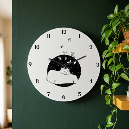 Butterfly Silhouette Wall Clock - White